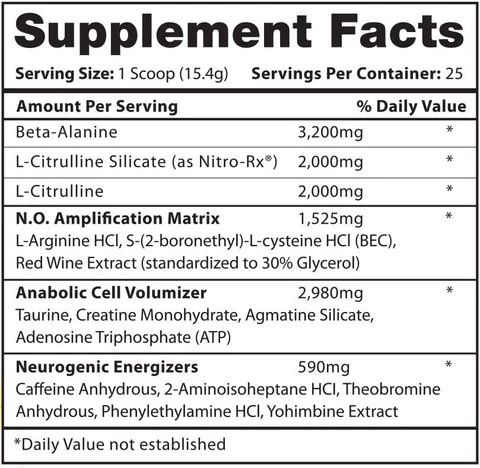 Amp3D by Hi-Tech Pharmaceuticals - Supplement Facts