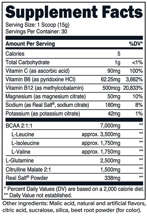 PrimaForce BCAA Powder - Watermelon - Supplement Facts