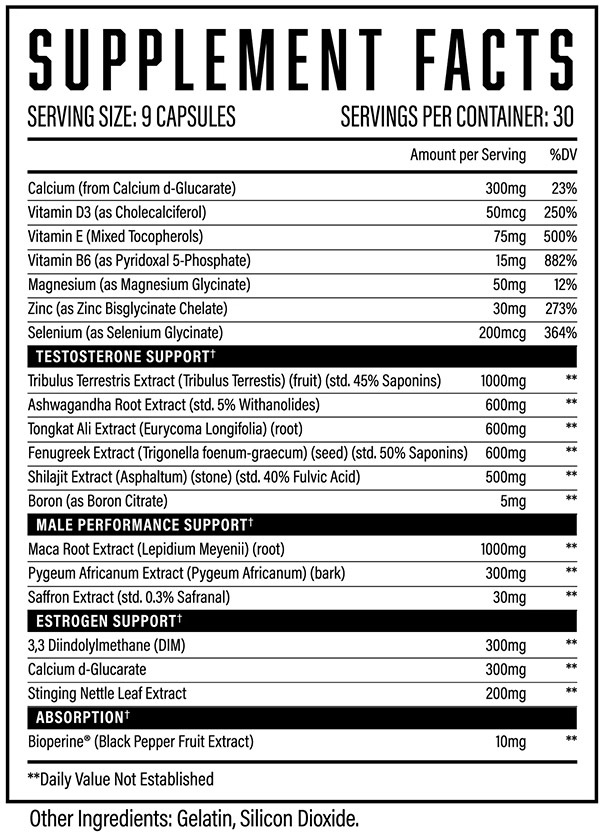 Rebirth PCT by Huge Supplements - Supplement Facts