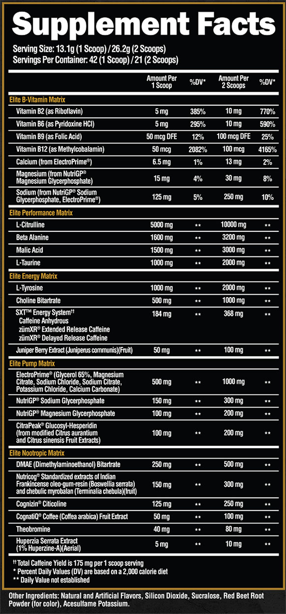 Alpha Lion SuperHuman Elite Pre Workout - Supplement Facts