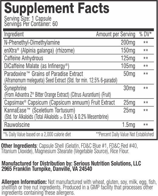 Thermagize XT by SNS - Supplement Facts